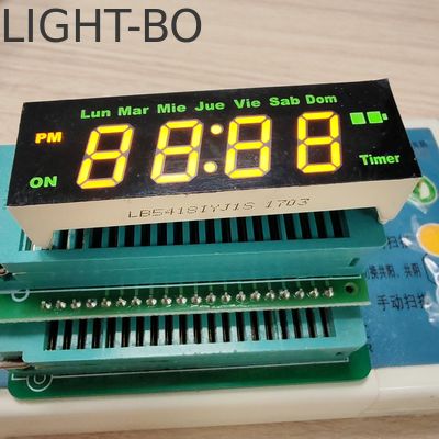 شاشة LED بـ 7 أجزاء، 4 أرقام، صفراء/خضراء للتحكم في المؤقت