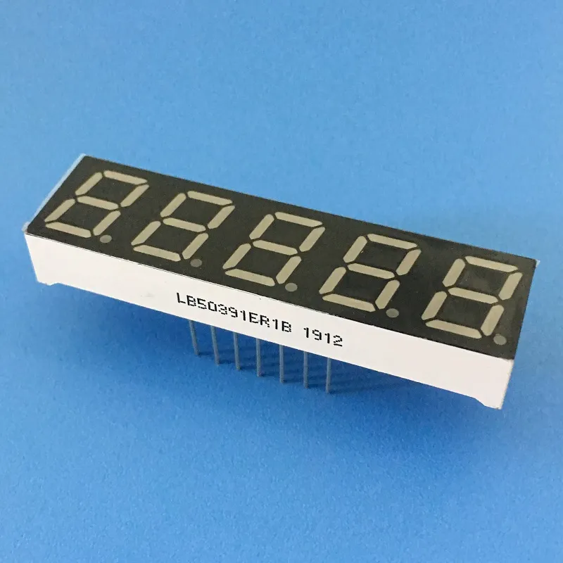 شاشة LED ذات 7 أجزاء حمراء فائقة 0.39 بوصة 5 أرقام 5