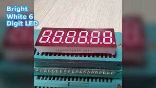 شاشة LED بيضاء مكونة من 6 أرقام و7 أجزاء مقاس 0.36 بوصة